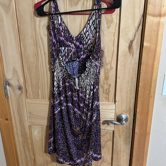 Shoreline Halterneck Purple and Gold Textured dress. - Picture 3 of 5